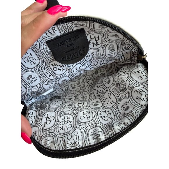 DIPTYQUE Cream Black Cosmetic Travel Zip Makeup Bag - Picture 2 of 5